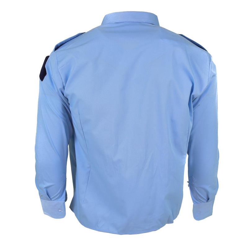 Genuina Policía Militar francesa Camisa de manga larga de algodón azul gendarme nuevo