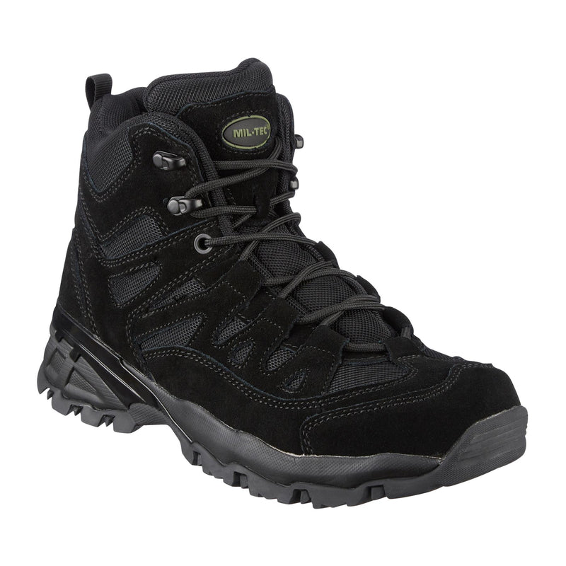 Botas de escuadrón Mil-Tec Botridas Mid-Round Sole Camping Footwear de gamuza negra al aire libre