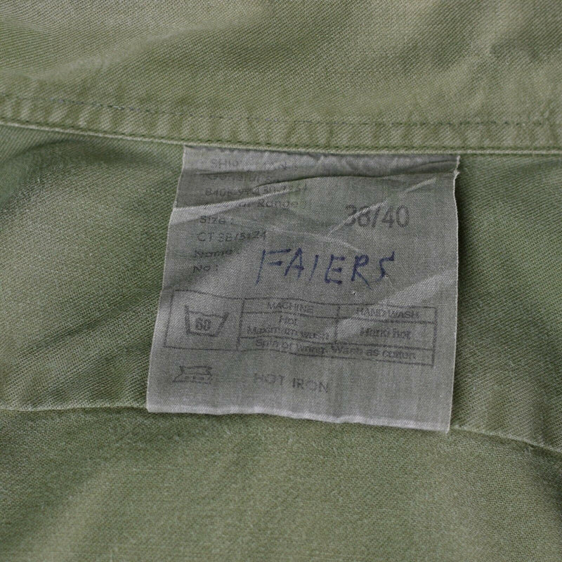 Camisa del ejército británico original O.D Servicio militar verde Manga larga BDU