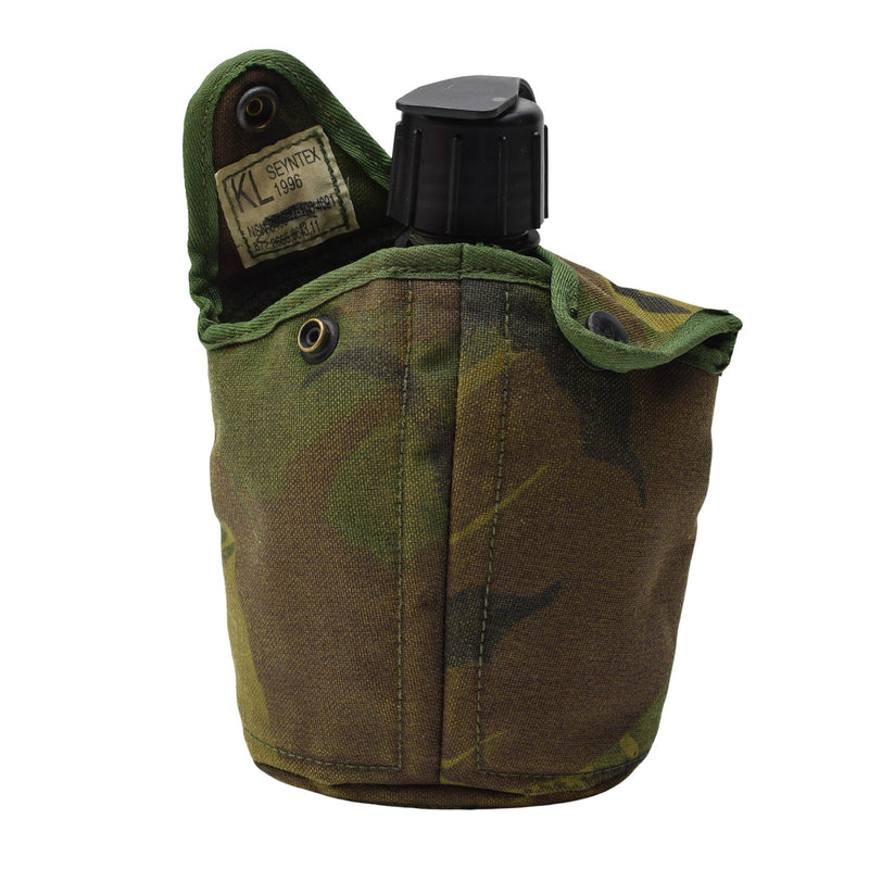 Cantina del ejército holandés genuino W Pouch y tapa de tapa de copa de acero inoxidable Alice Clips