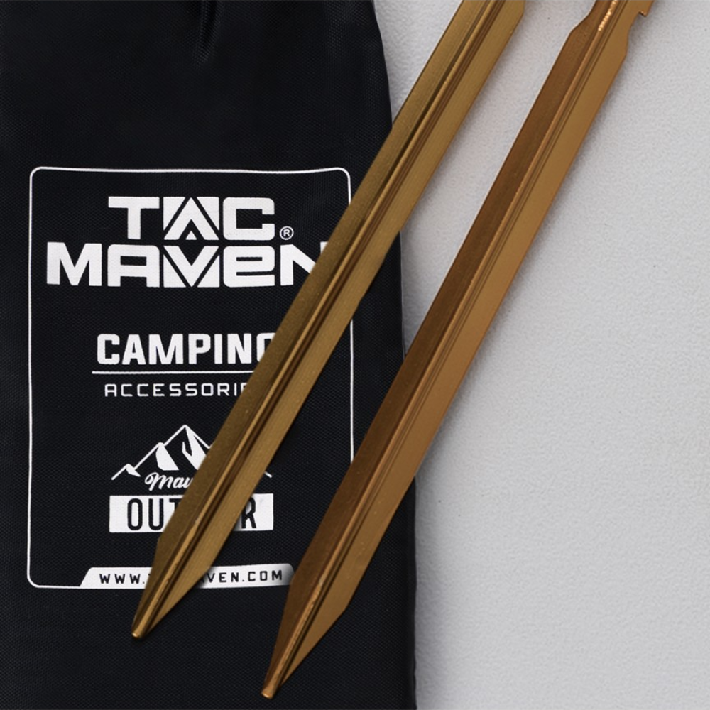 TAC MAVEN Clavos de tierra Juego de clavijas de lona para tienda de campaña de aluminio 4 accesorios para acampar