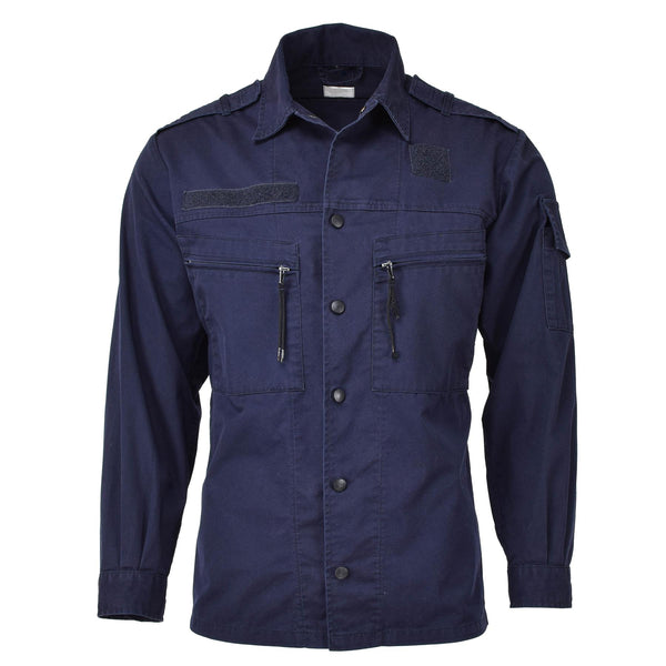 Camisa militar de manga larga uniforme de manga larga uniforme azul de la chaqueta del ejército holandés