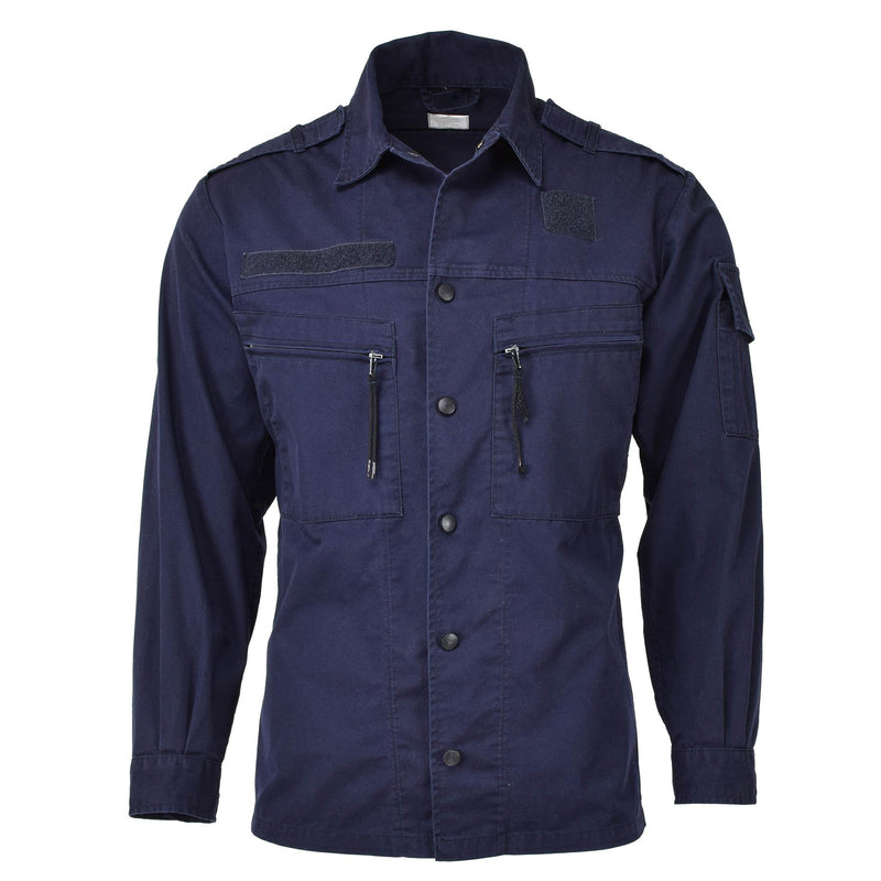 Camisa militar de manga larga uniforme de manga larga uniforme azul de la chaqueta del ejército holandés