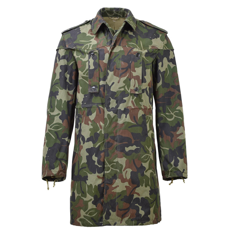 Parka militar rumano original M93 CAMO HOJA Capeta de chaqueta larga táctica nueva