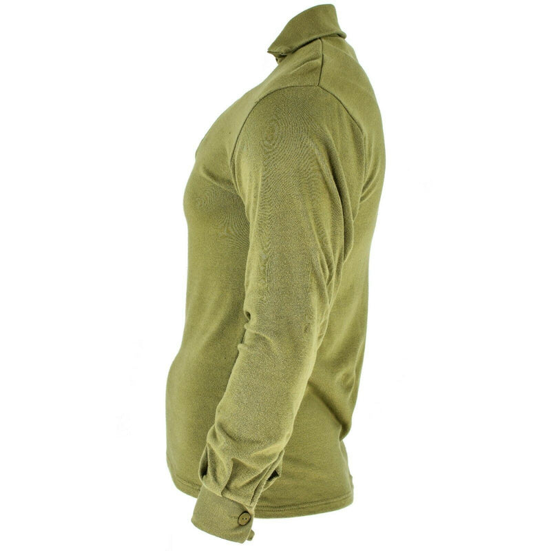 Camisa tricot del ejército británico original cremallera con cremallera con cremallera verde termal