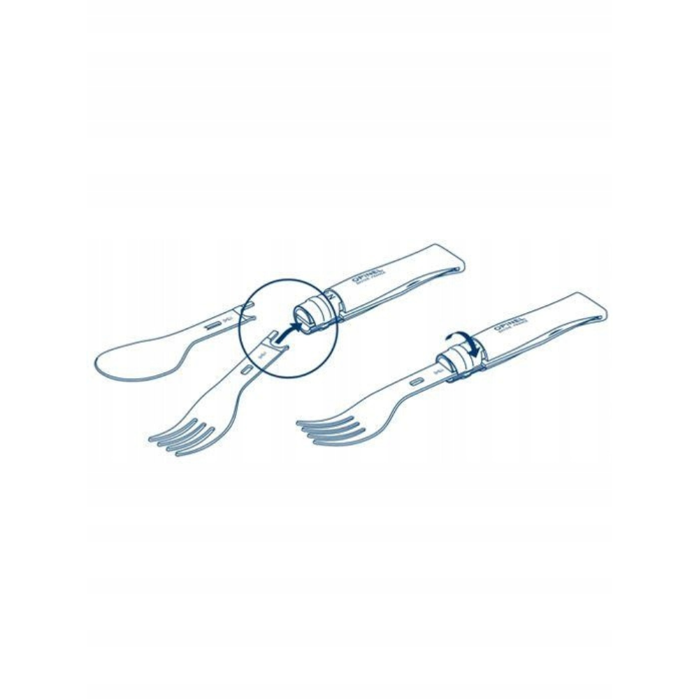 Opinel Picnic+ N°08 Juego de Cubiertos Cuchillo Plegable Cuchara Tenedor Camping Haya
