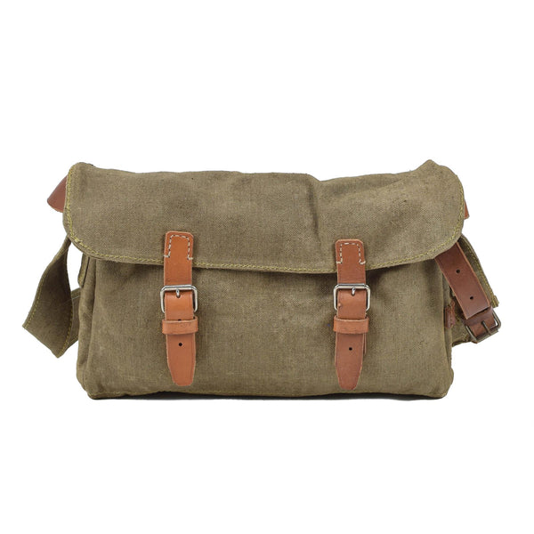 Bolso de hombro militar checo original lienzo utilitario bolsas de cuero correas vintage