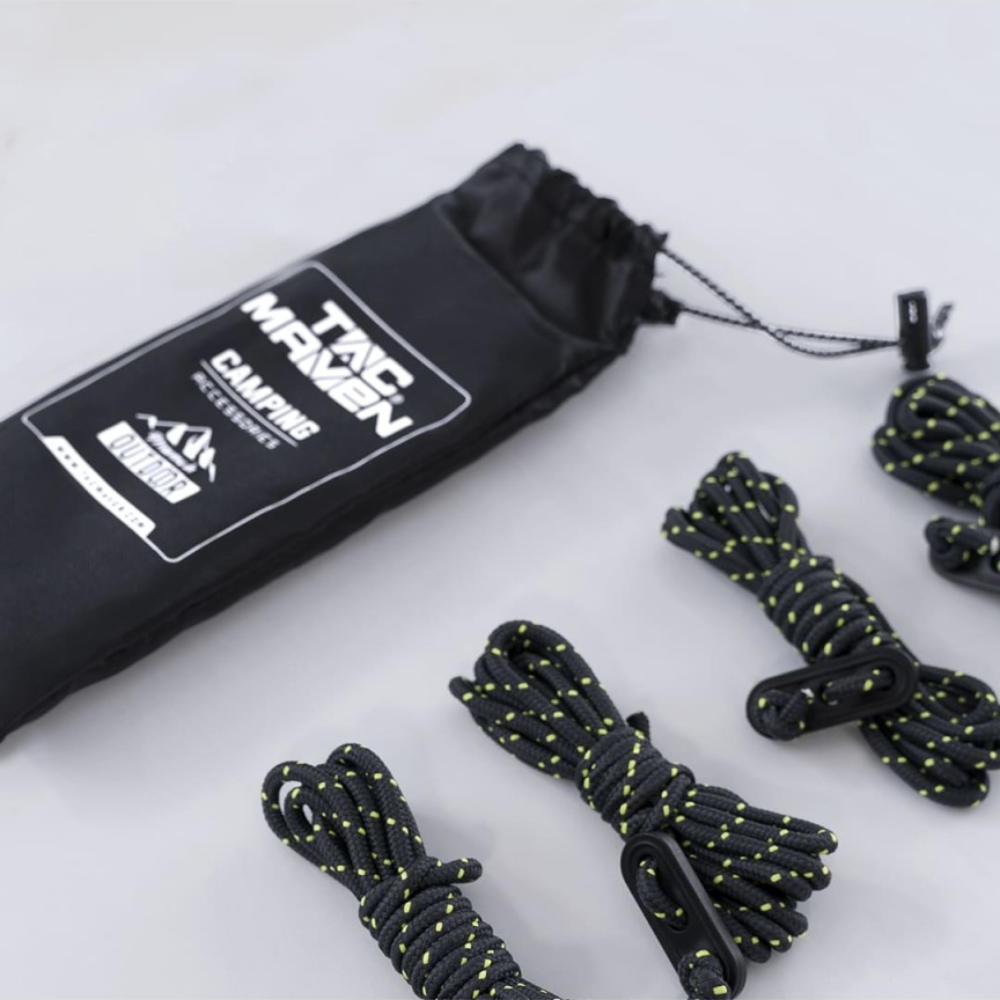 TAC MAVEN Tent Tarp Guyline Set 7 tensores de poliéster central negro