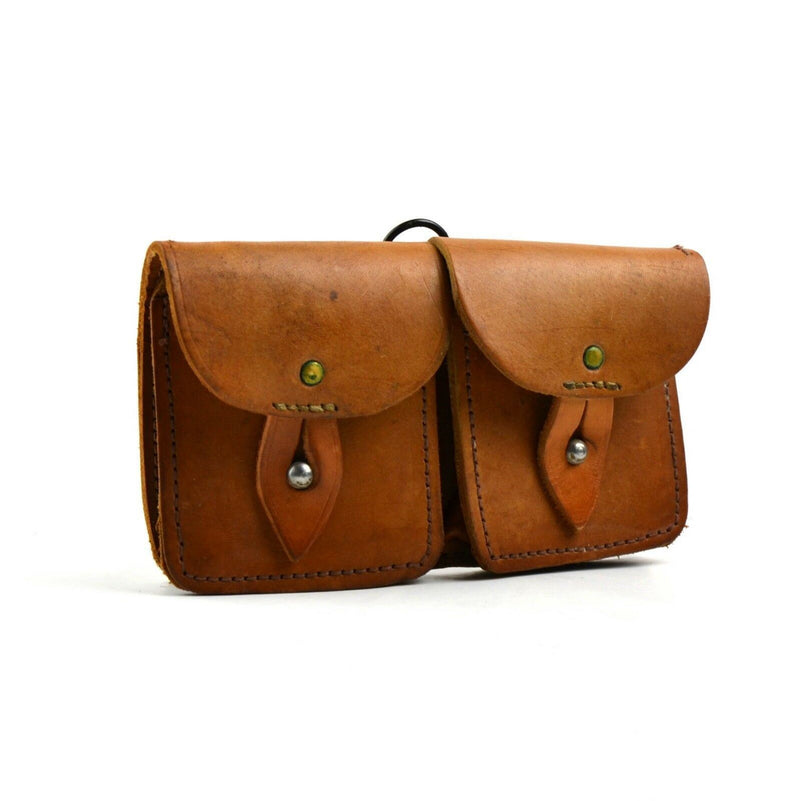 Magaz de la revista del ejército francés original Pouch de cuero marrón munición dual Bag Mag