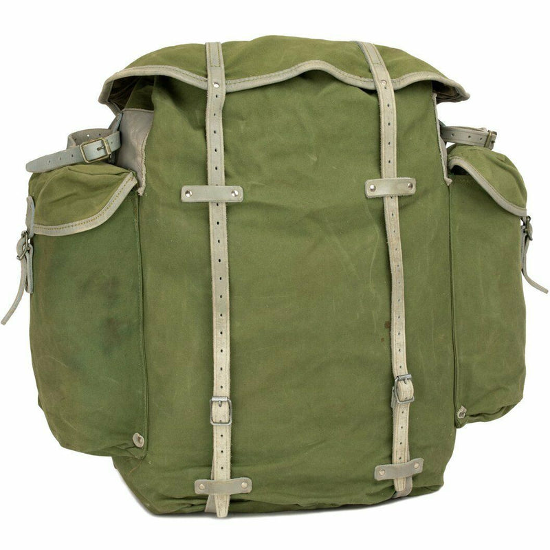 Mochila militar noruega genuina con paquete de mochila de cuero de lona del ejército de marco