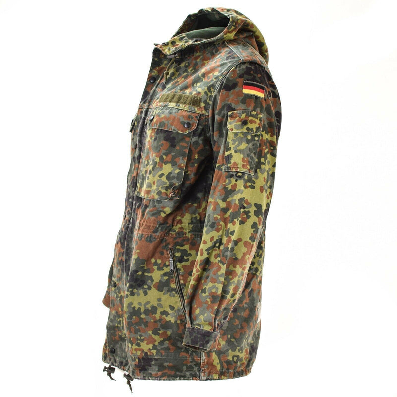 Jacket de campo del ejército alemán original PARA PARKA PROBLEMA MILICIAL FLECKTARN CAMO W Liner