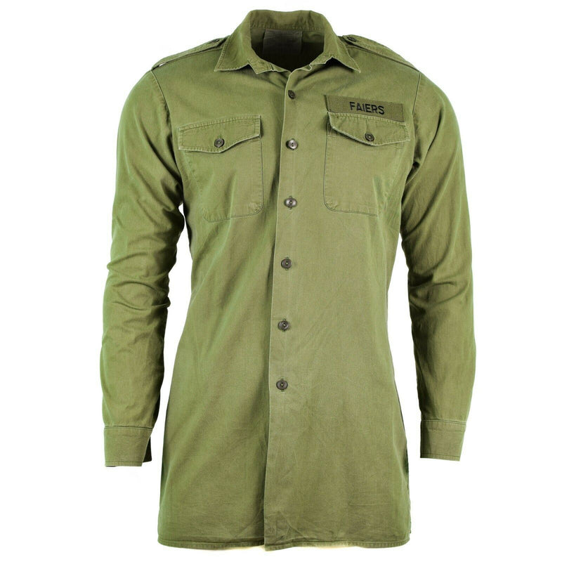 Camisa del ejército británico original O.D Servicio militar verde Manga larga BDU