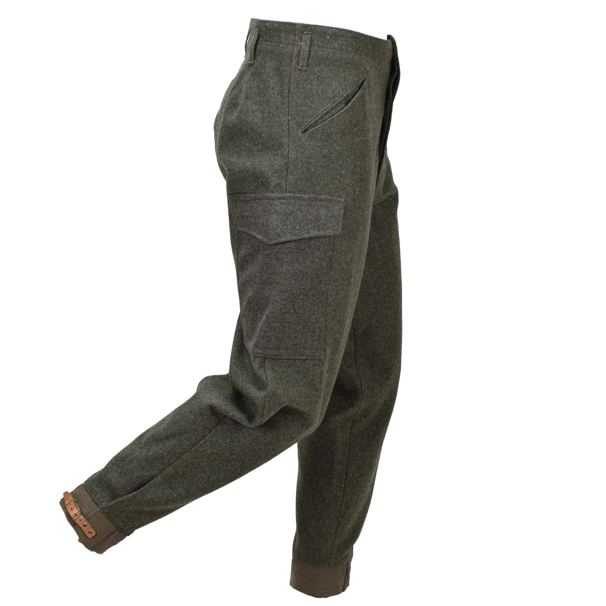Pantalones de campo originales del ejército sueco M39/58 Excedente de carga de lana Verde oliva