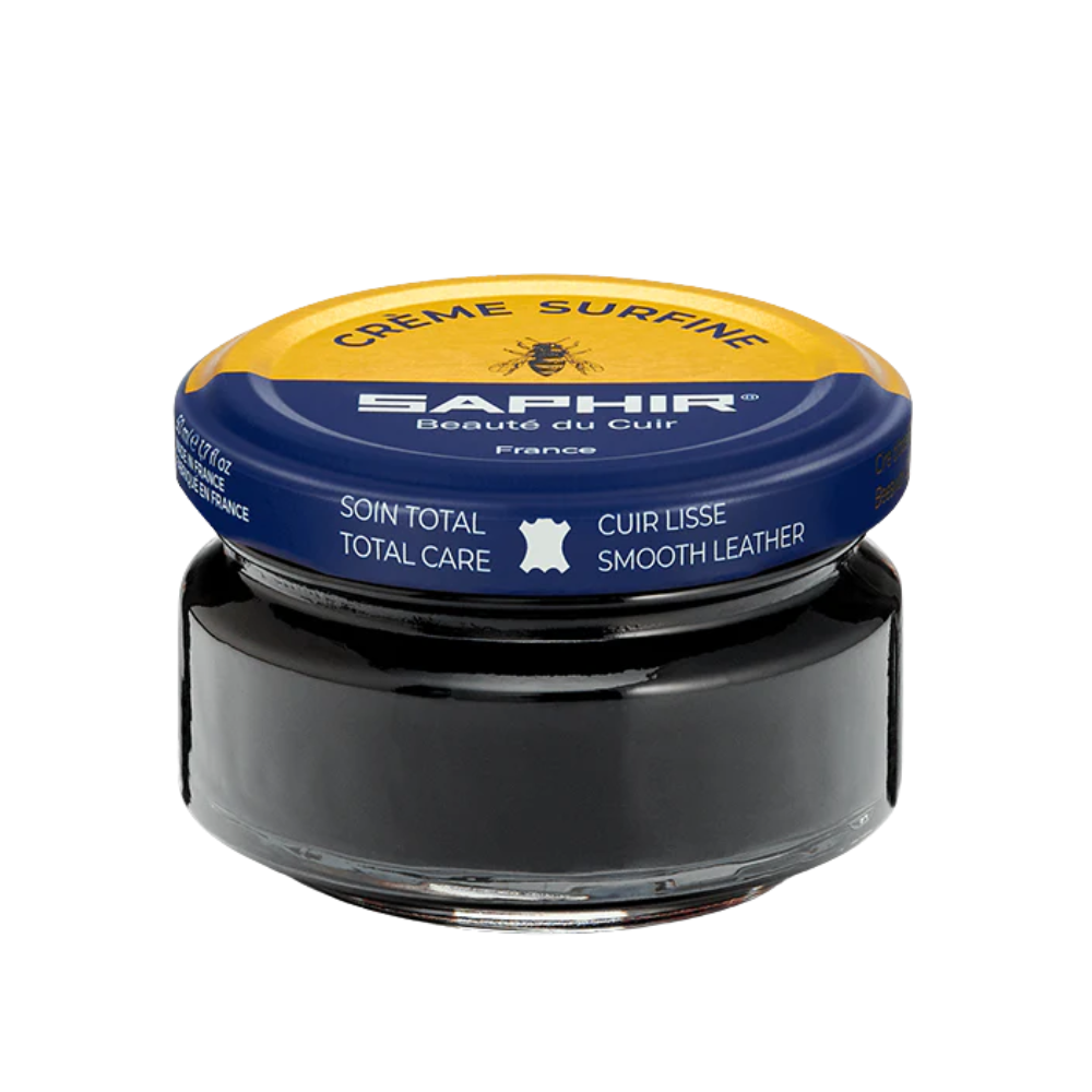 Saphir Creme Surfine Leather Shoe Cream Polish 50ml Cuidado de cera de abejas Negro