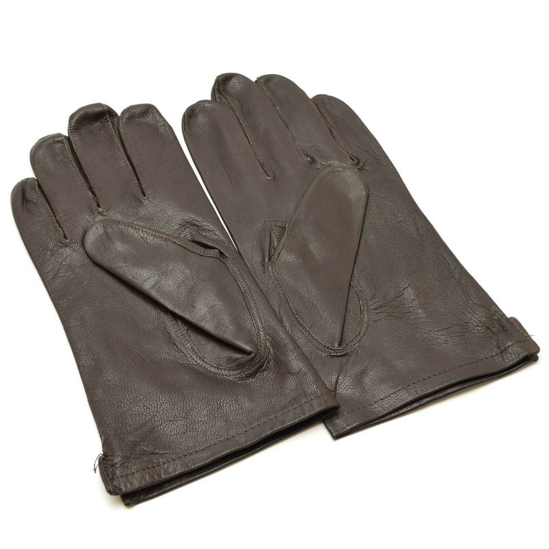 Guantes del ejército belga genuino de cuero marrón negro marrón militar con el dedo completo de los dedos excedentes