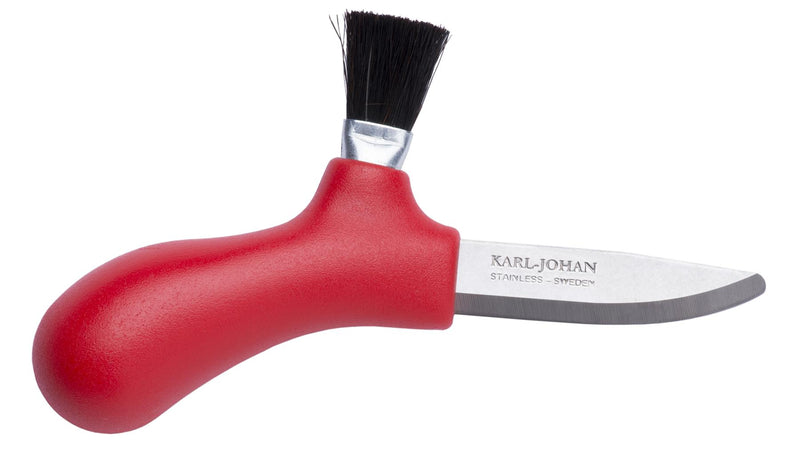 Cuchillo sueco Mora hongo recogiendo acero inoxidable cepillo de caballo real rojo