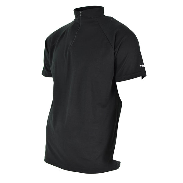 Camiseta de la policía británica genuina Black Breatable Funcional Funcional Functional Zip Guard