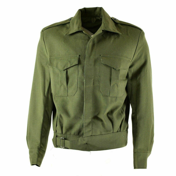 Genuino campo de ejército griego chaqueta ike gabardine lana blaze olivo militar nuevo