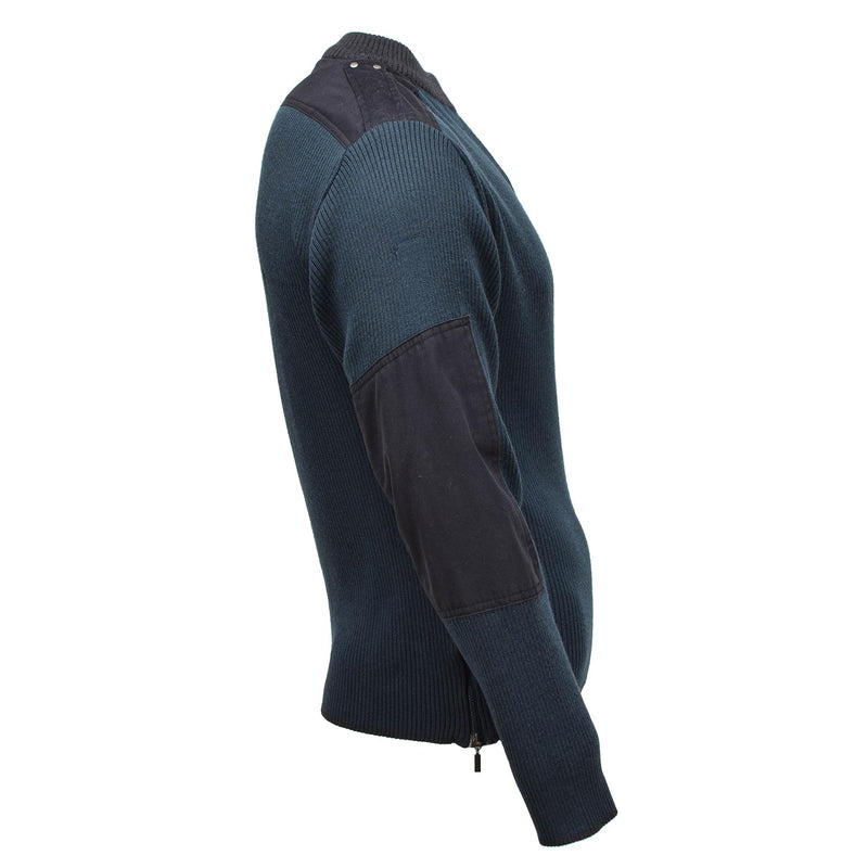 Genuino excedente militar holandés Troyer Troyer Portrover cálido trimestre zip azul suéter