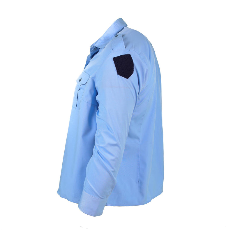 Genuina Policía Militar francesa Camisa de manga larga de algodón azul gendarme nuevo