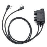 Earmor Adaptador PTT dual Kenwood Baofeng Auriculares tácticos con cable de 2 pines Negro