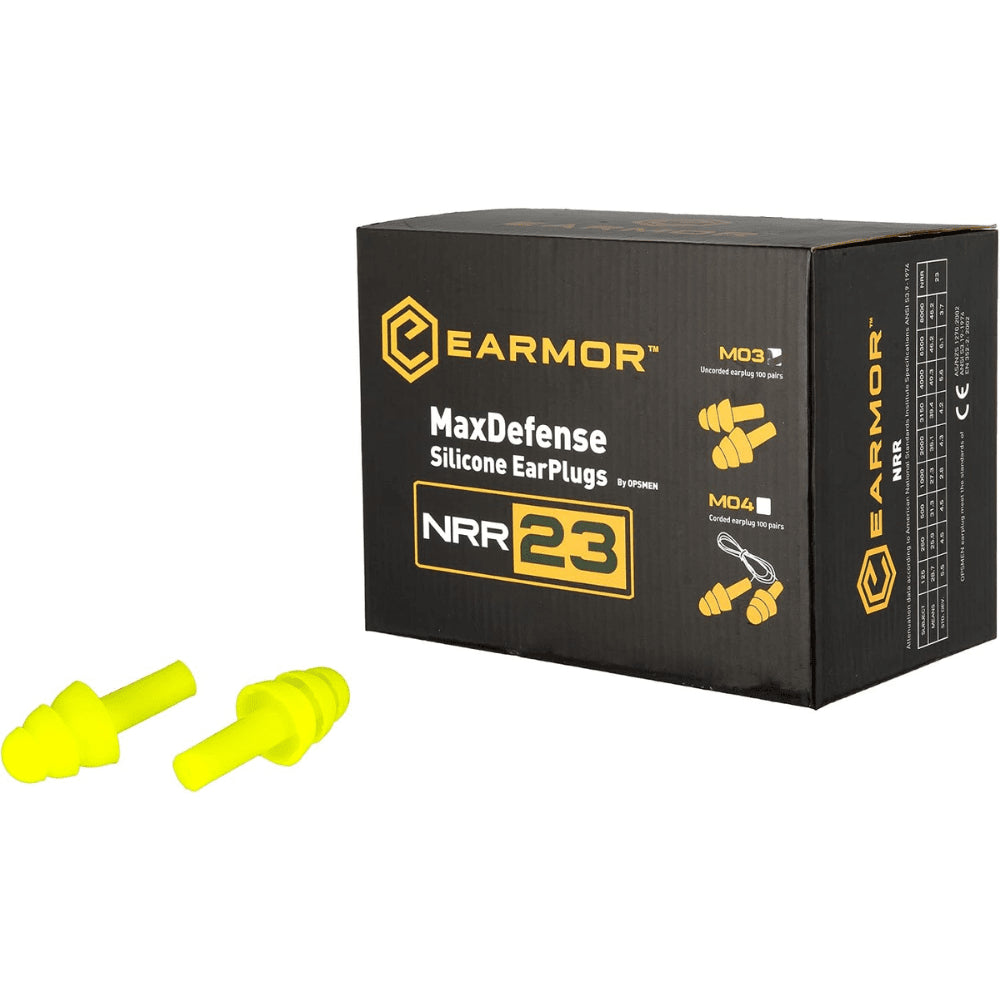 EARMOR M03 MaxDefense Tapones Oídos Silicona Reutilizables NRR 23dB Verde