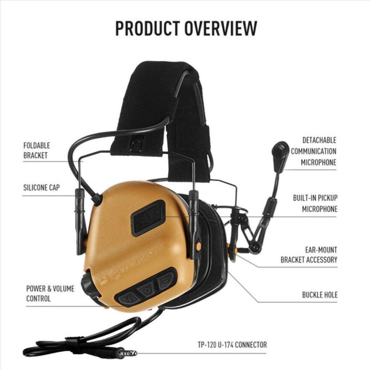 EARMOR M32 Plus Auriculares Electrónicos de Protección Auditiva Táctico Oliva