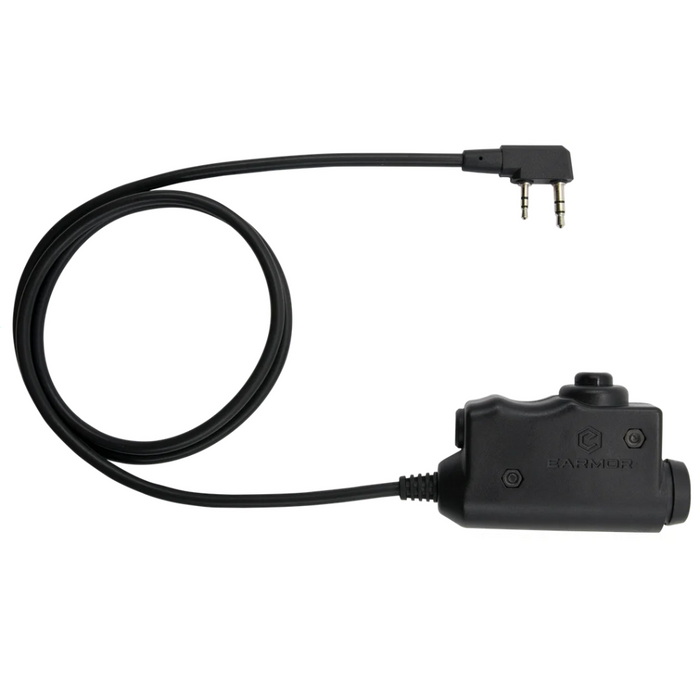 EARMOR M51 PTT Communication Adapter Kenwood 2-Pin Radio Connector Black - GoMilitar
