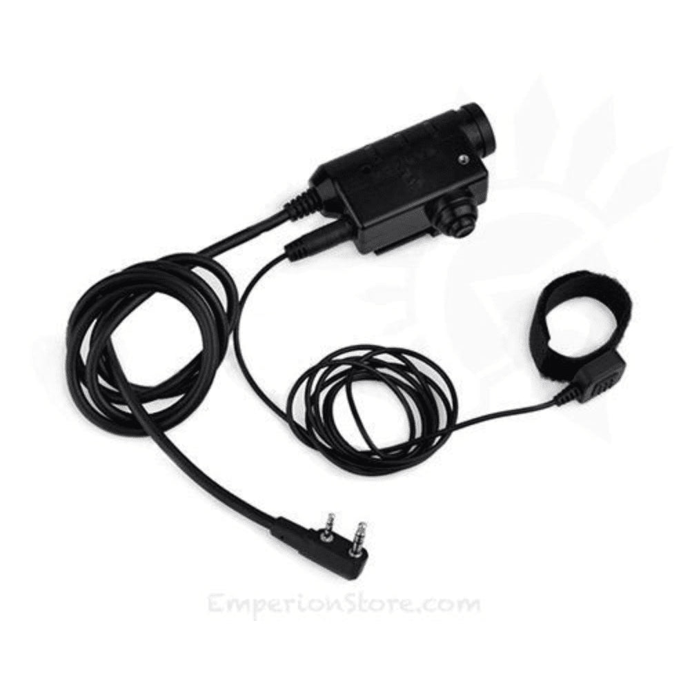 Earmor M52 PTT Adaptador Midland Cable de auriculares tácticos con cable de 2 pines Negro