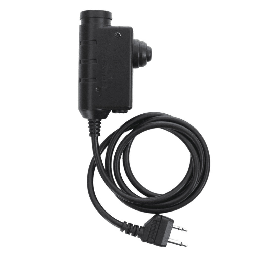 Earmor M52 PTT Adaptador Midland Cable de auriculares tácticos con cable de 2 pines Negro