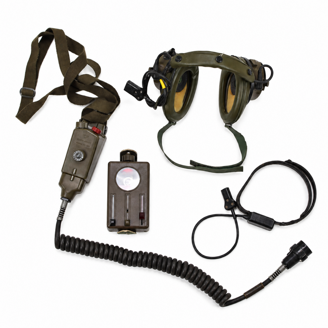 Juego de auriculares originales militares británicos Amplivox Aviation Communications Vintage