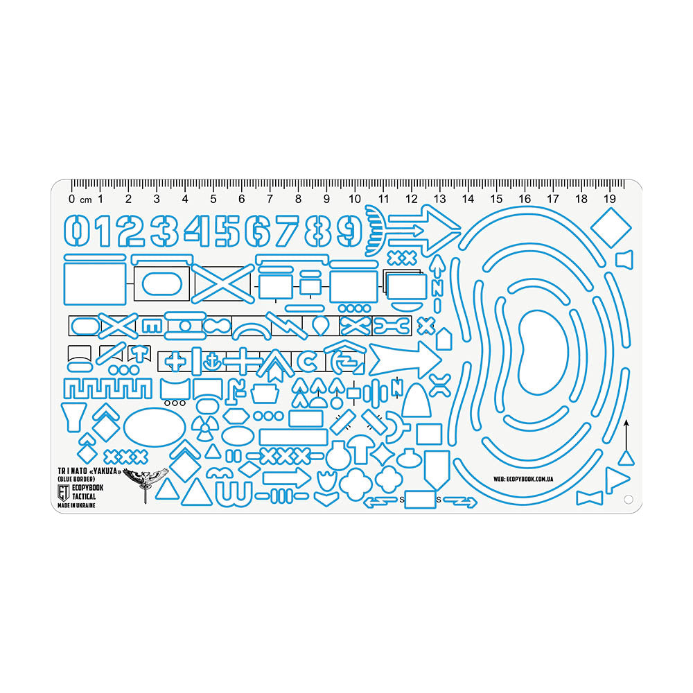 Ecopybook Regla de explorador táctico OTAN UA Herramienta de mapa militar Borde azul