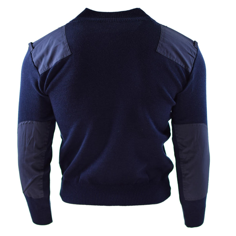 Genuino jersey del ejército holandés Jumper azul suéter militar Oficial de cuello redondo