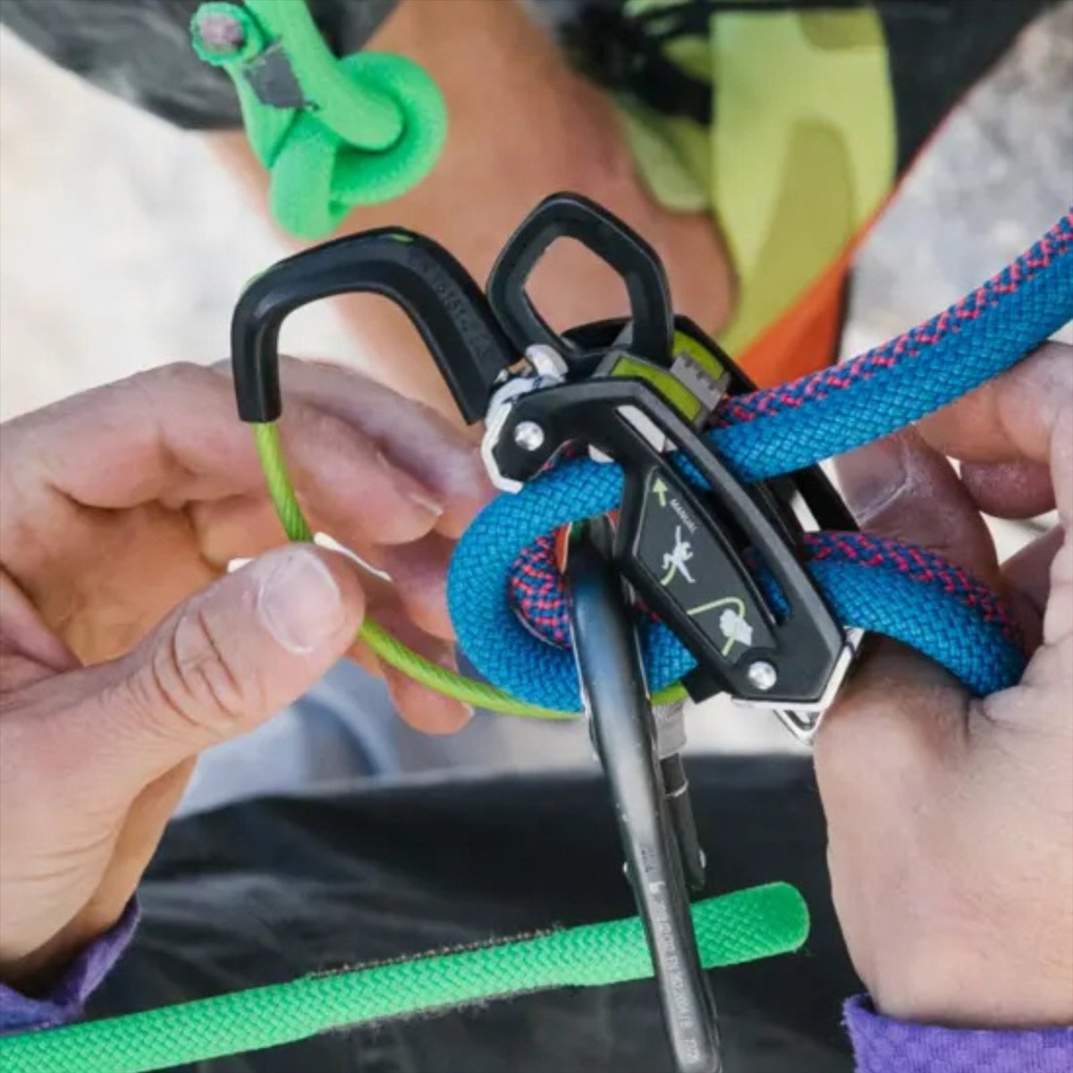 Dispositivo de aseguramiento Edelrid GIGA JUL Modo 2 en 1 Compatibilidad con cuerda de 8,5-10,5 mm