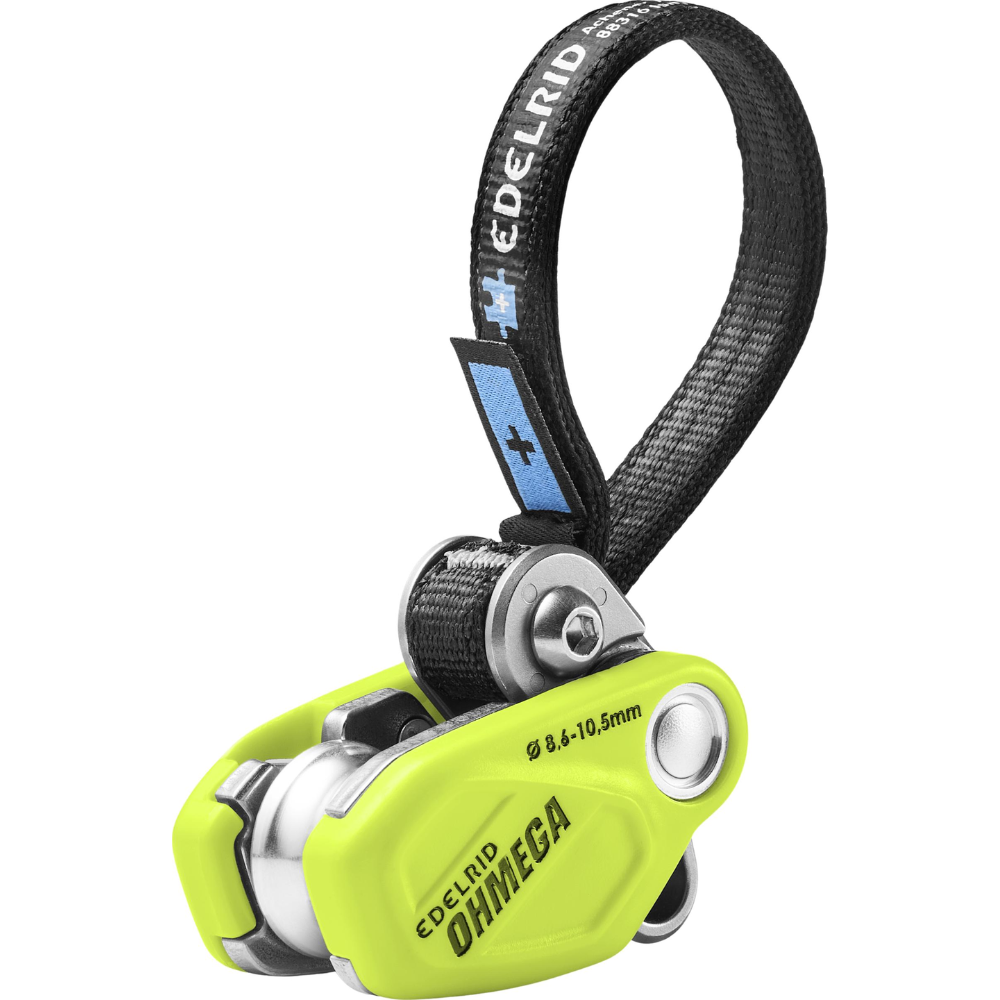 Edelrid Ohmega Asistente de frenado de escalada con polea 8,6–10,5 mm Cuerda Oasis