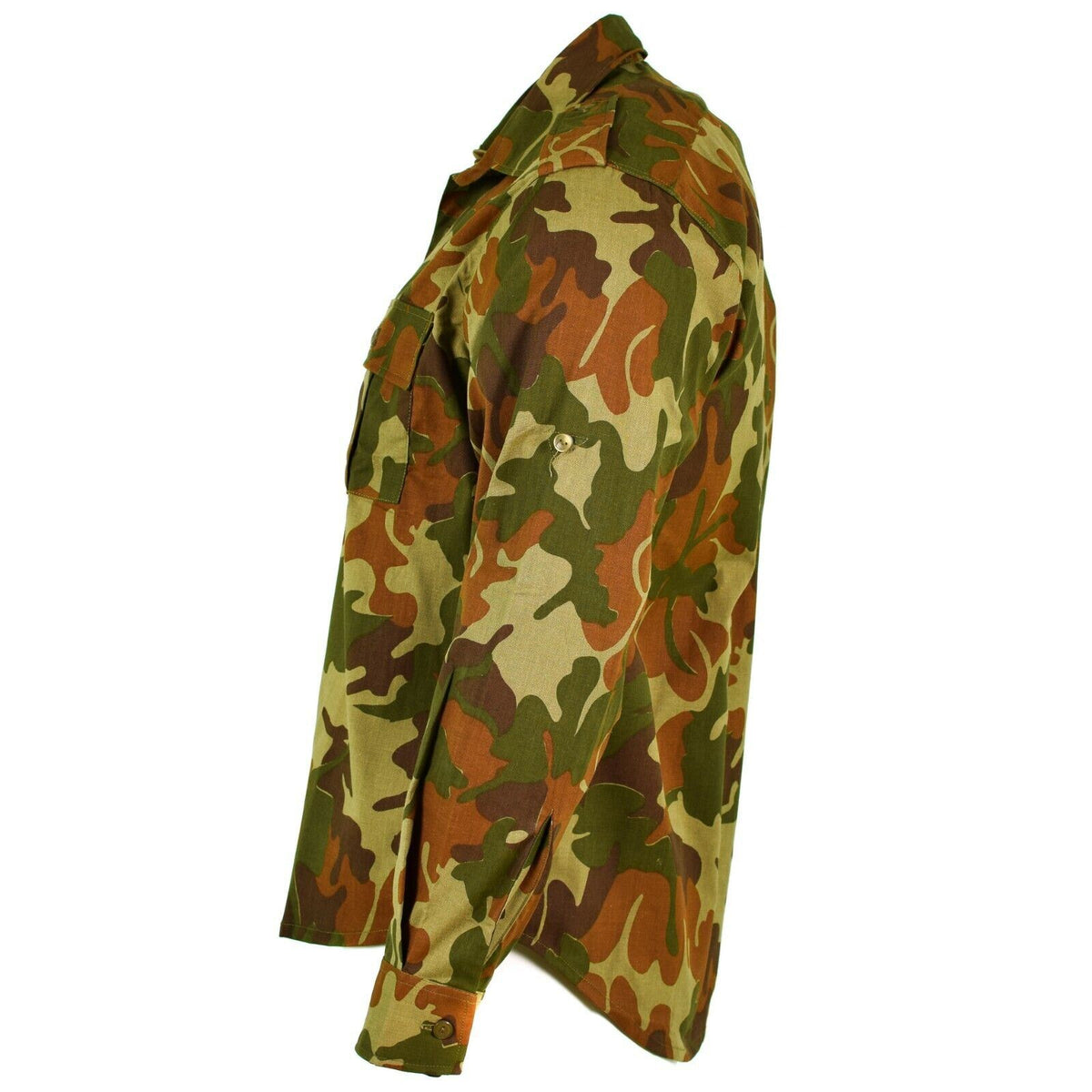 Camisa de combate M90 del ejército rumano original, bolsillos en el pecho, camuflaje de hojas para exteriores