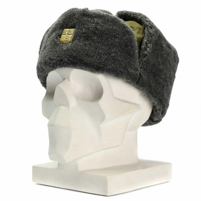 Genuino Capitán Checa CAP MILITAR HABLO DE INVIERNO USHANKA GABE GRIS GRIS CON INCUMSIÓN NUEVA
