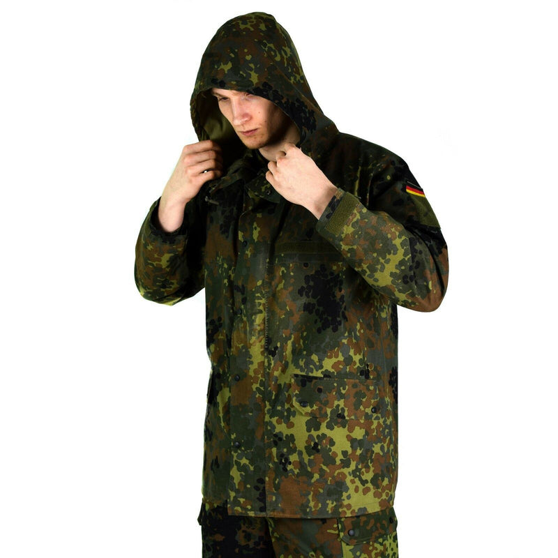 Chaqueta de campo del ejército alemán original Goretex Flecktarn Equipo de lluvia impermeable Parka