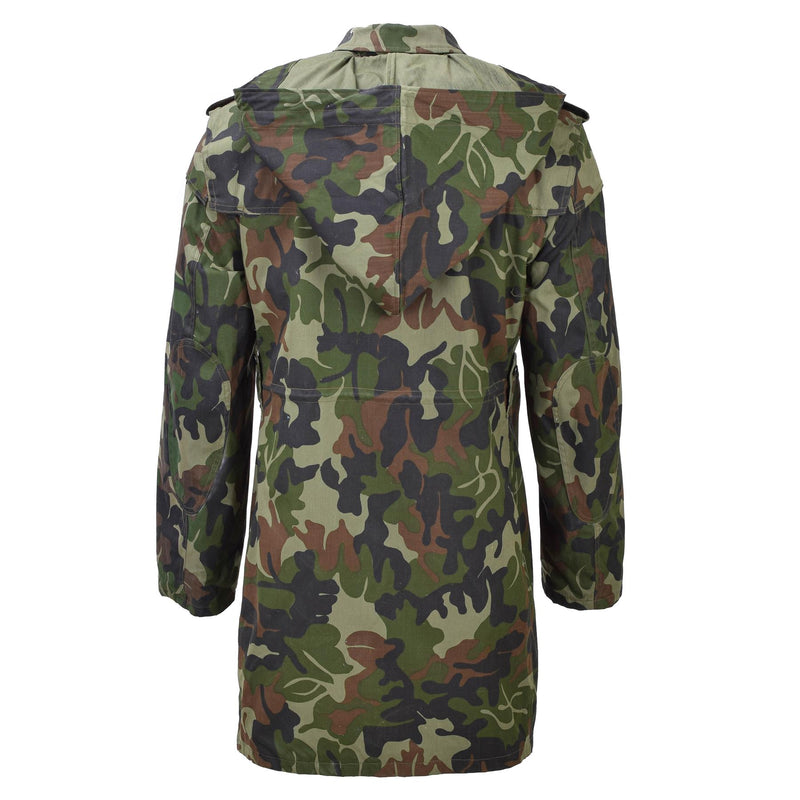 Parka militar rumano original M93 CAMO HOJA Capeta de chaqueta larga táctica nueva