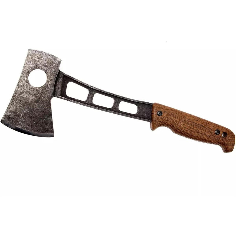 EKA HatchBlade W1 lightweight axe with 12C27 stainless steel blade and ergonomic wooden handle for precision cutting tasks