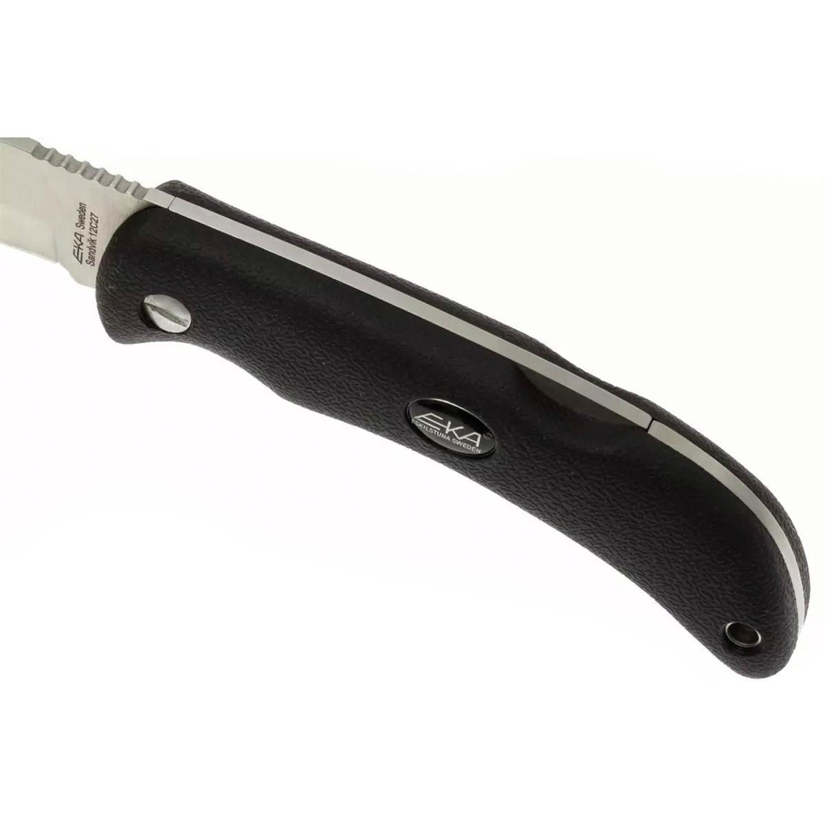 EKA Brand Swede 10 navaja de bolsillo plegable funda de nailon acero 57 HRC mango negro