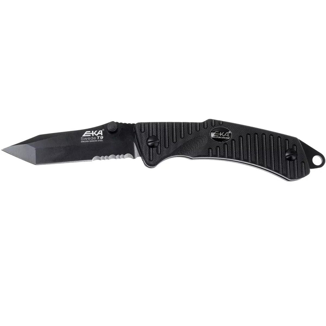 Navaja plegable EKA Brand Swede 9 57 HRC 12C27 arrancador de fuego de acero mango negro