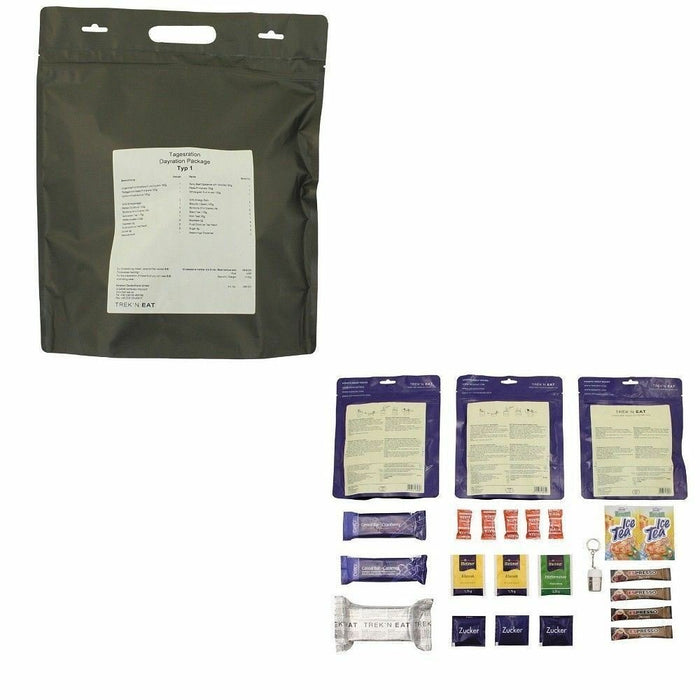 Comida de supervivencia del ejército de emergencia 1 día ración de 24 horas Comida militar Preparador de alimentos MRE (TYP4) - GoMilitar