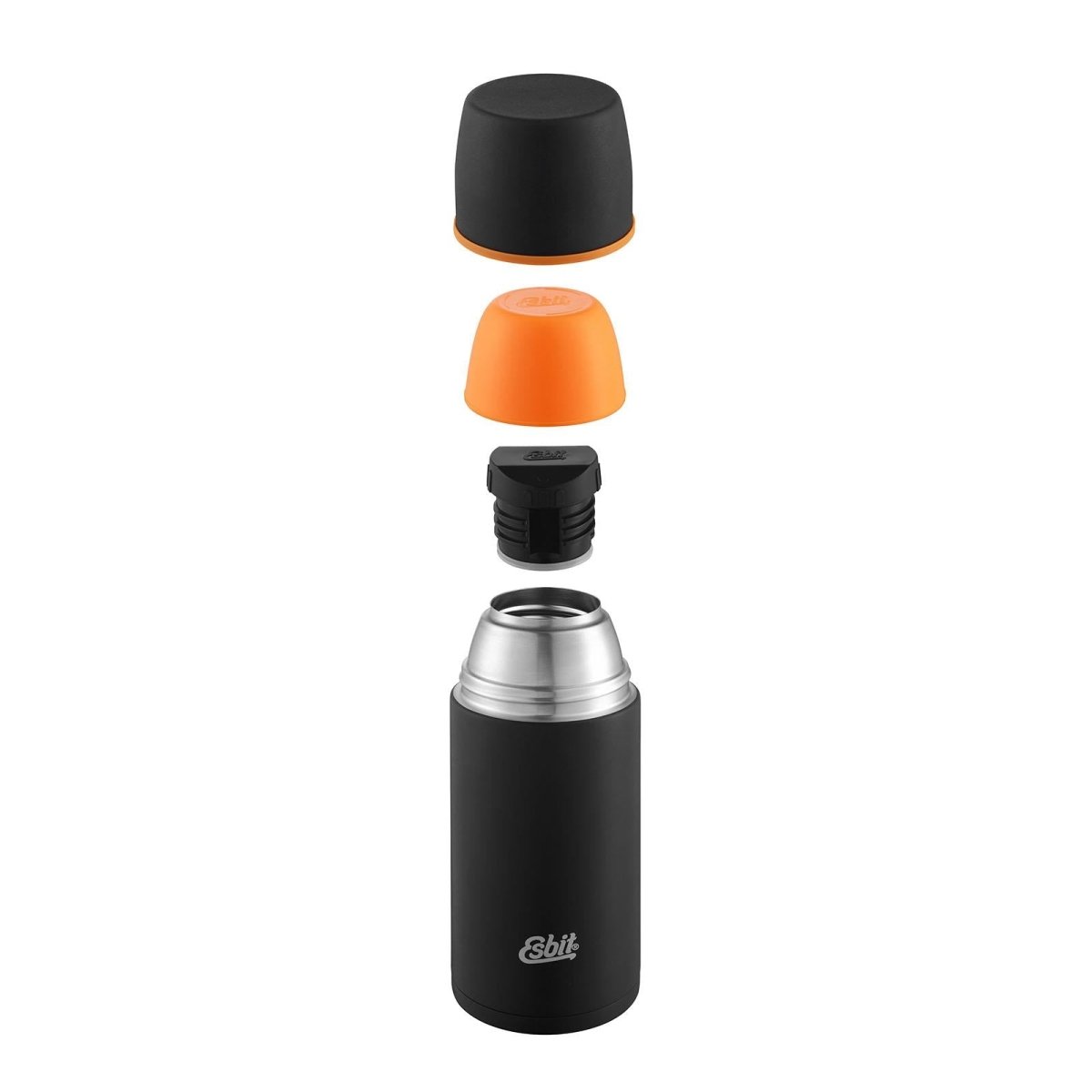 Frasco de vacío inoxidable de marca ESBIT 750ml Negro 12 horas de retención de calor Taza adicional