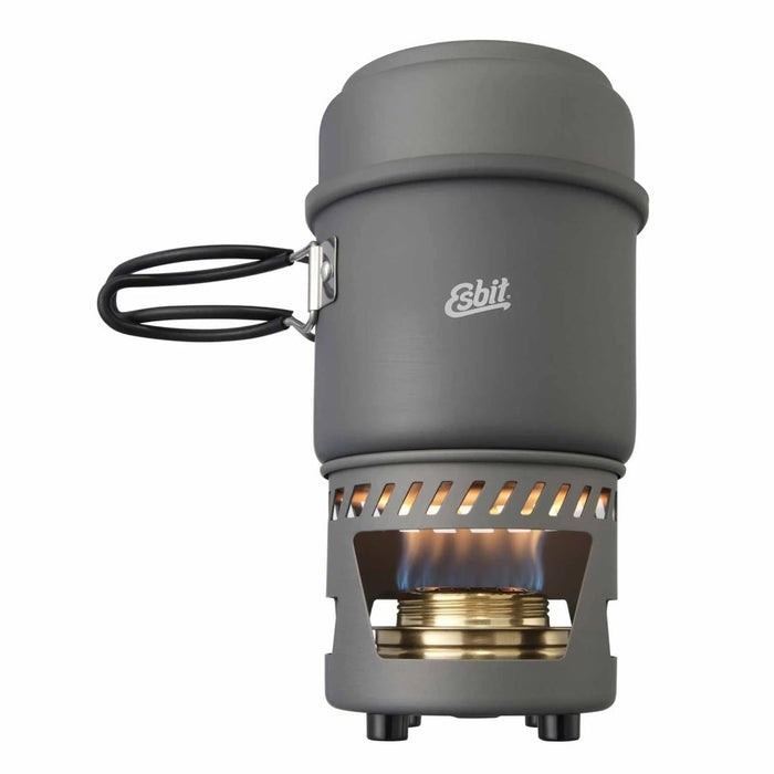 ESBIT Juego de cocina compacto Combustible líquido sólido Aluminio anodizado duro Olla de 985 ml - GoMilitar