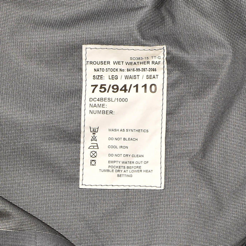 Pantalones de la Fuerza Aérea Royal Británica Original Pantalones de clima húmedo de la RAF Blue impermeable