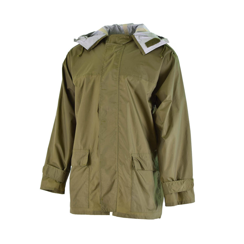 Genuino ejército danés O.D Chaqueta de clima húmedo Impleve de lluvia con capucha Dinamarca Dinamarca