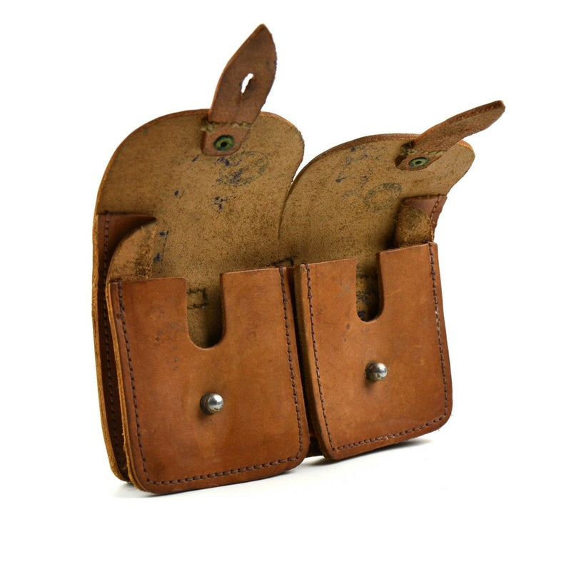 Magaz de la revista del ejército francés original Pouch de cuero marrón munición dual Bag Mag