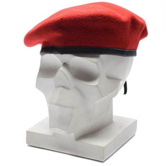 Genuino ejército alemán coral berina roja sombrero militar comando Capitán de lana Calidad de lana