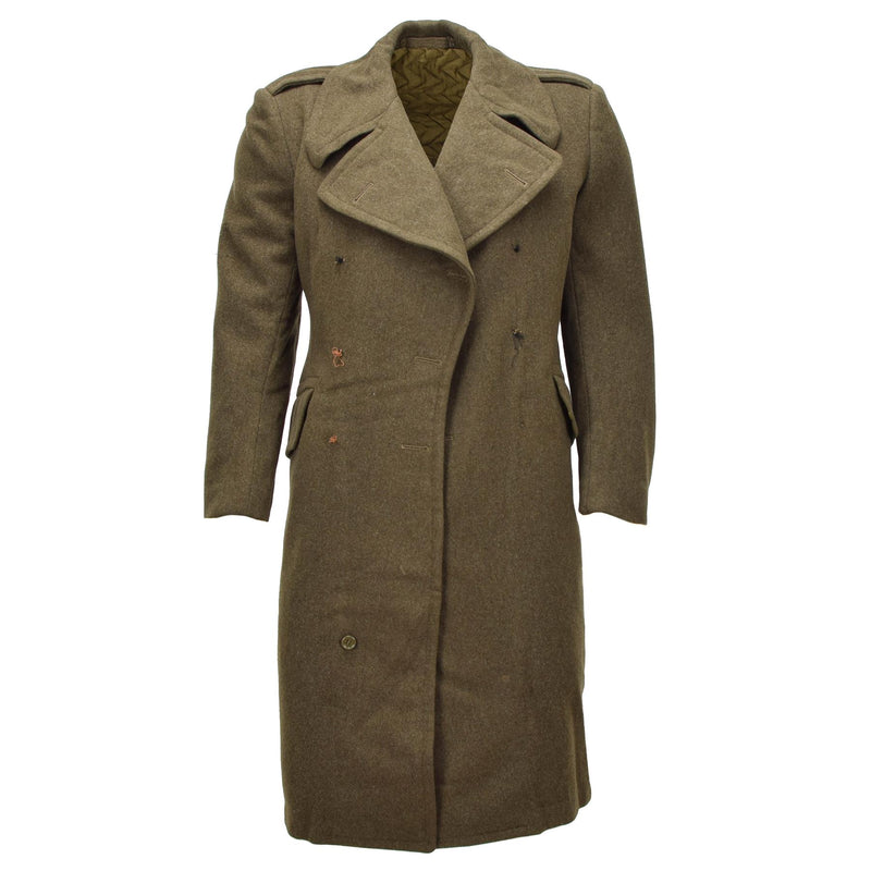 Original abrigo de lana del ejército canadiense excedente militar vintage verde oliva